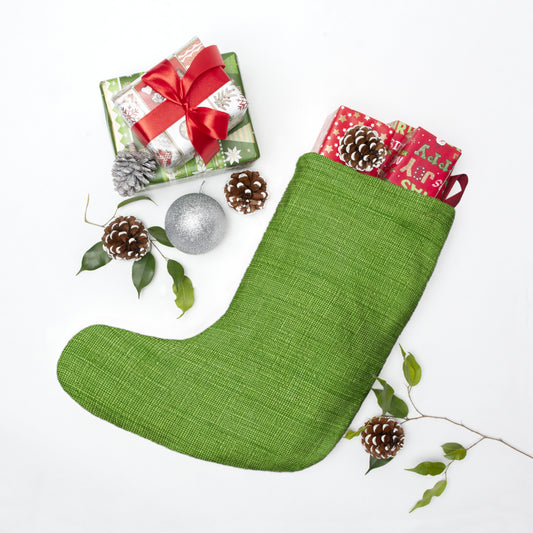 Olive Green Denim-Style: Seamless, Textured Fabric - Christmas Stockings