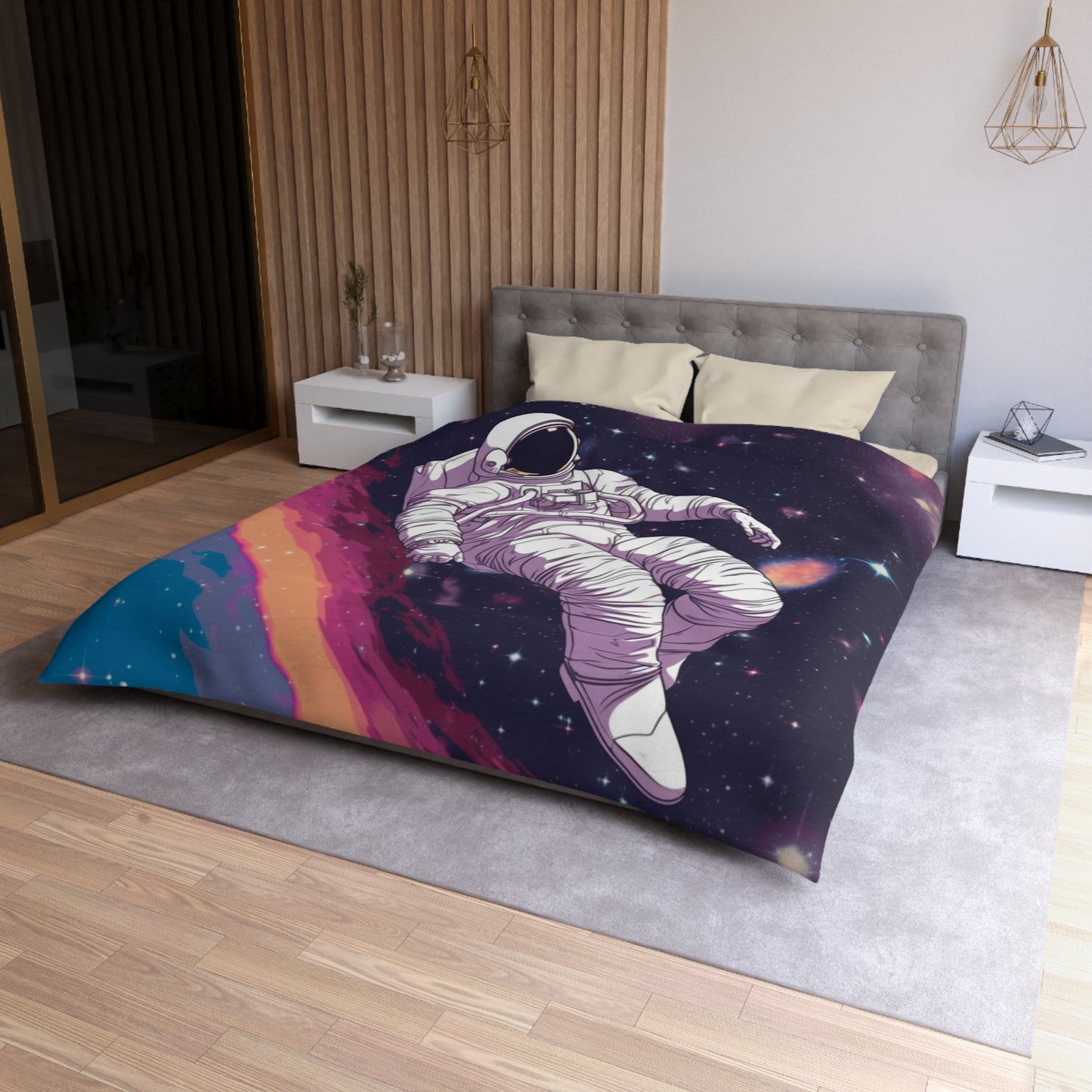 Astro Pioneer - Star-filled Galaxy Illustration - Microfiber Duvet Cover