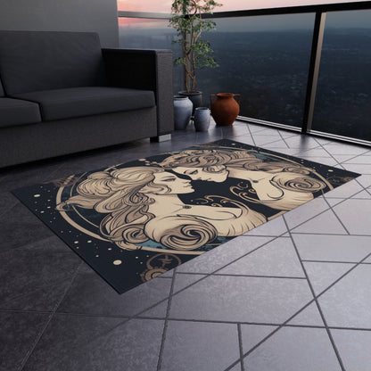 Duality of Gemini - Expressive Twins Zodiac Astrology - Outdoor Rug