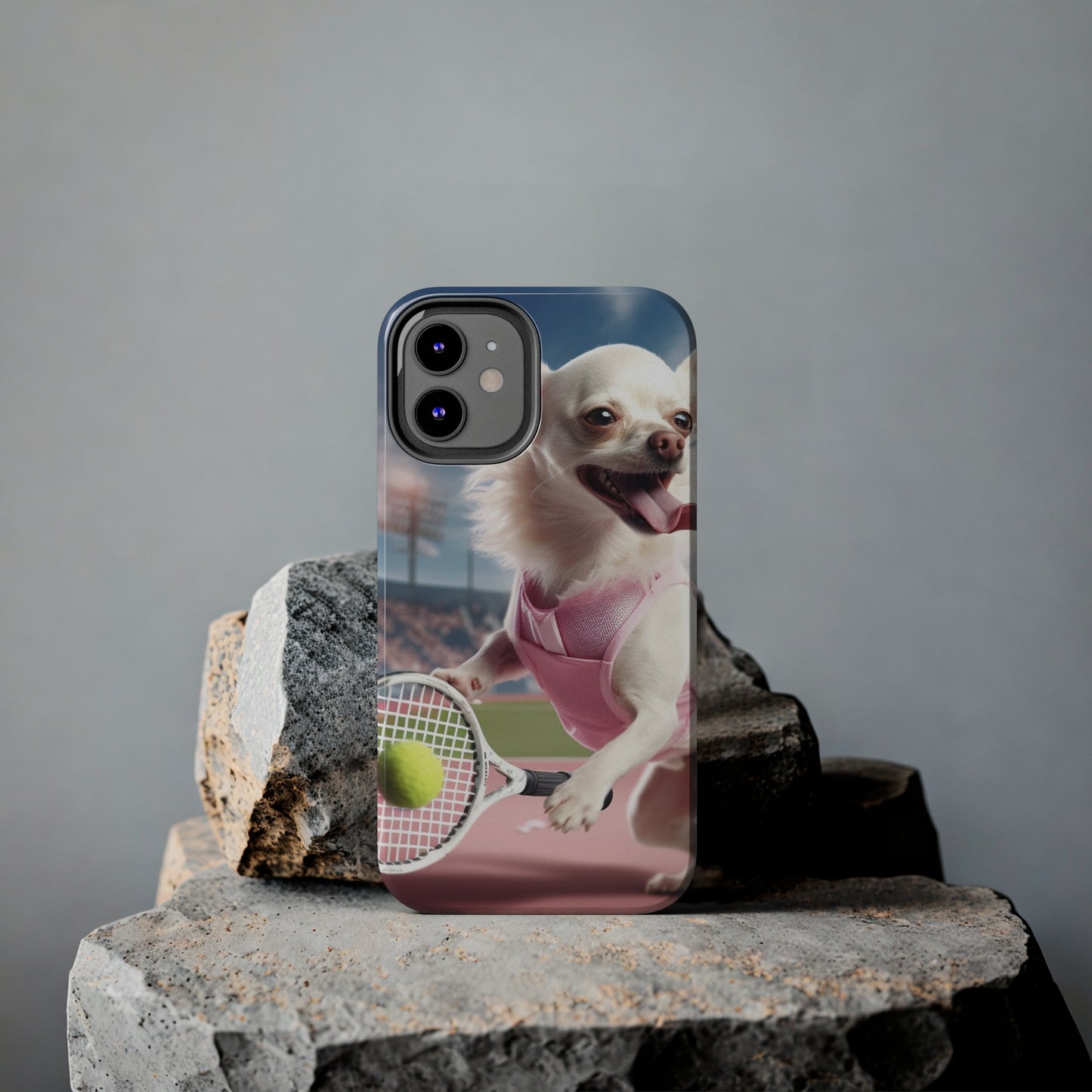 Chihuahua Tennis Ace: Dog Pink Outfit, Court Atheletic Sport Game - Tough Phone Cases