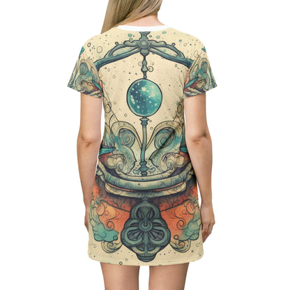 Libra Zodiac - Astrology Sign Street Art Equilibrium in Pastels - T-Shirt Dress (AOP)