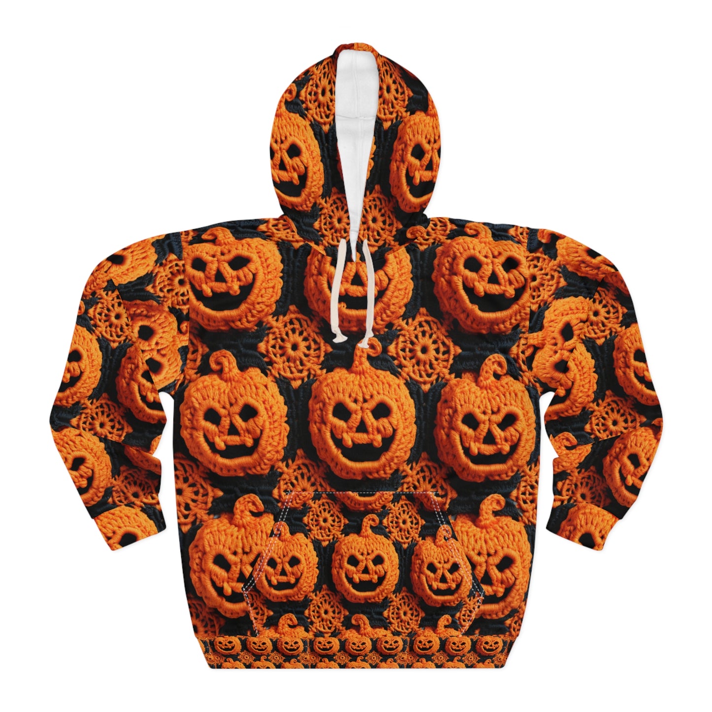 Halloween Crochet Pumpkin Scary Horror Festive Holiday Pattern - Unisex Pullover Hoodie (AOP)