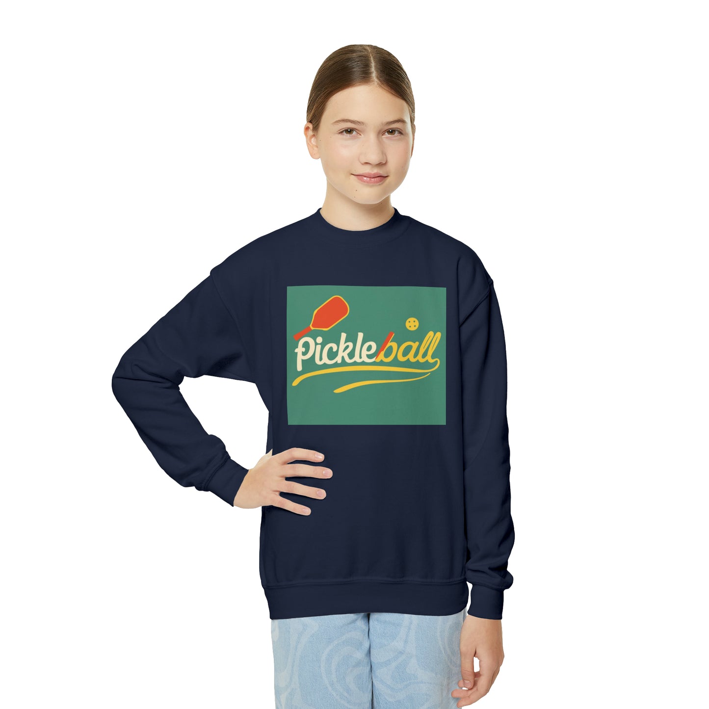 Regalo clásico de Pickleball – Juego deportivo atlético – Retro nostálgico – Sudadera con cuello redondo para jóvenes 