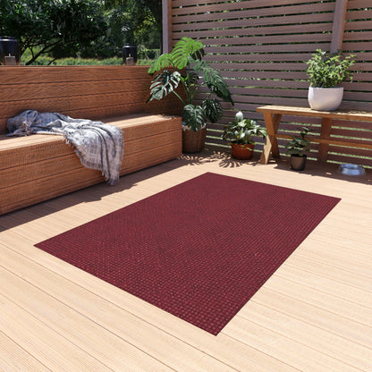 Seamless Texture - Maroon/Burgundy Denim-Inspired Fabric - Outdoor Rug