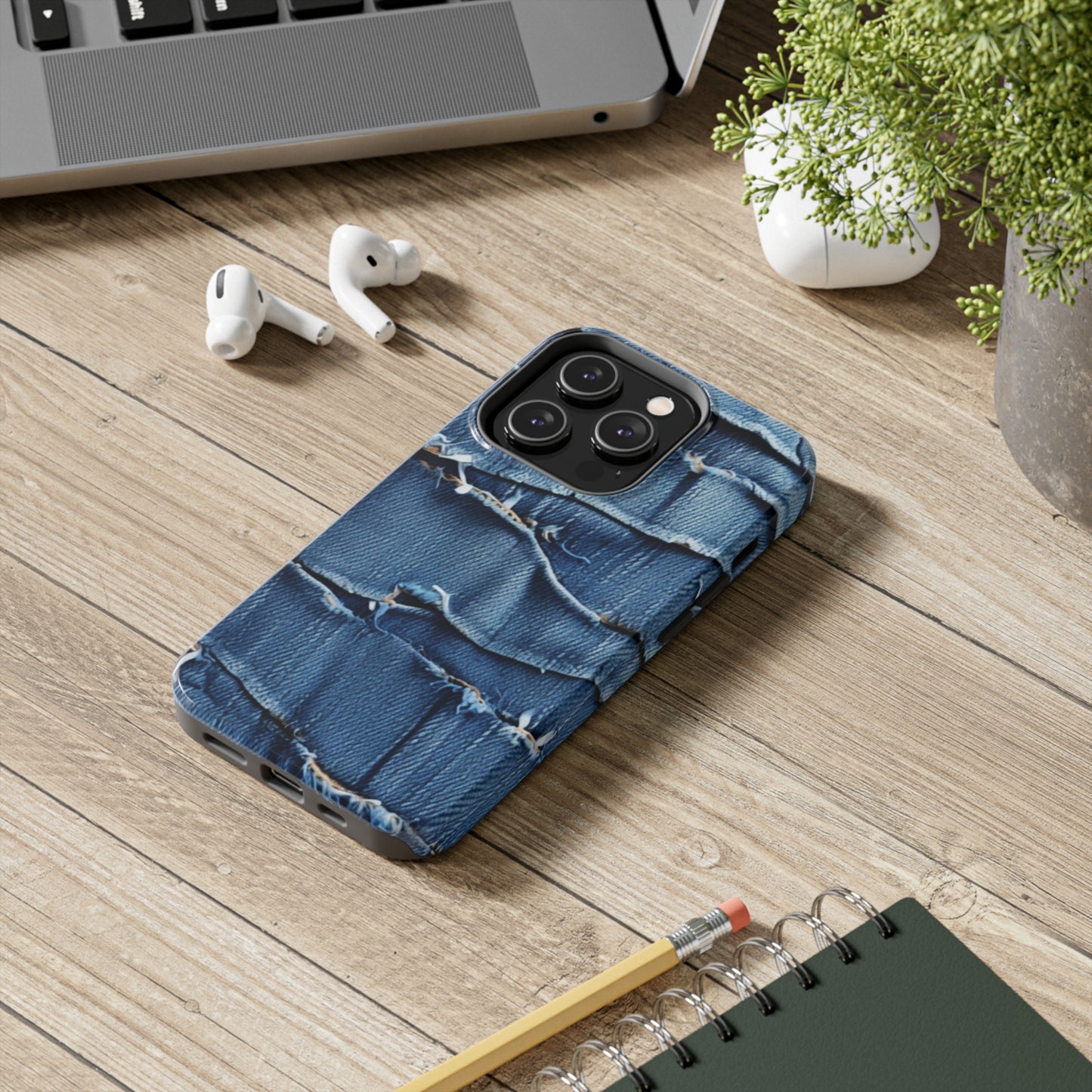 Midnight Blue Distressed Denim: Rugged, Torn & Stylish Design - Tough Phone Cases