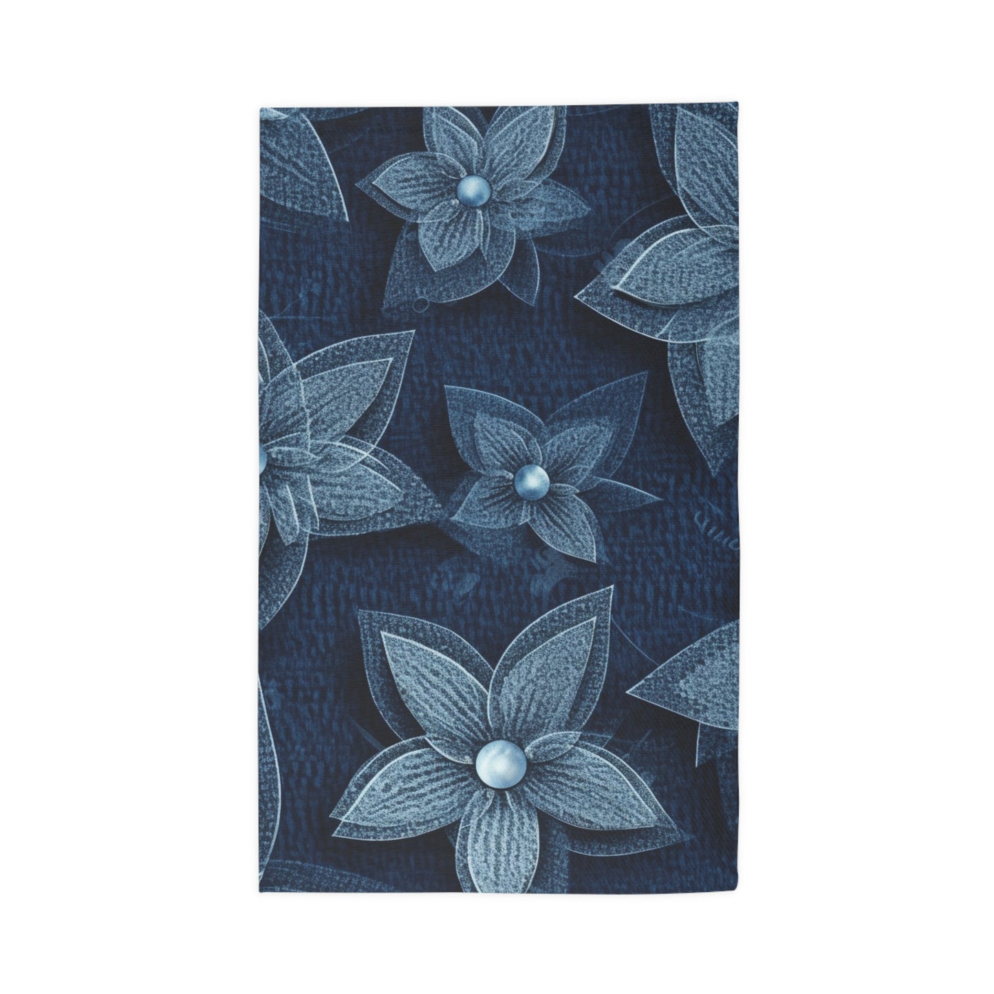 Hawaiian Flower Design - Denim-Inspired Decor Piece - Dobby Rug