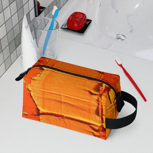 Fiery Citrus Orange: Edgy Distressed, Denim-Inspired Fabric - Toiletry Bag