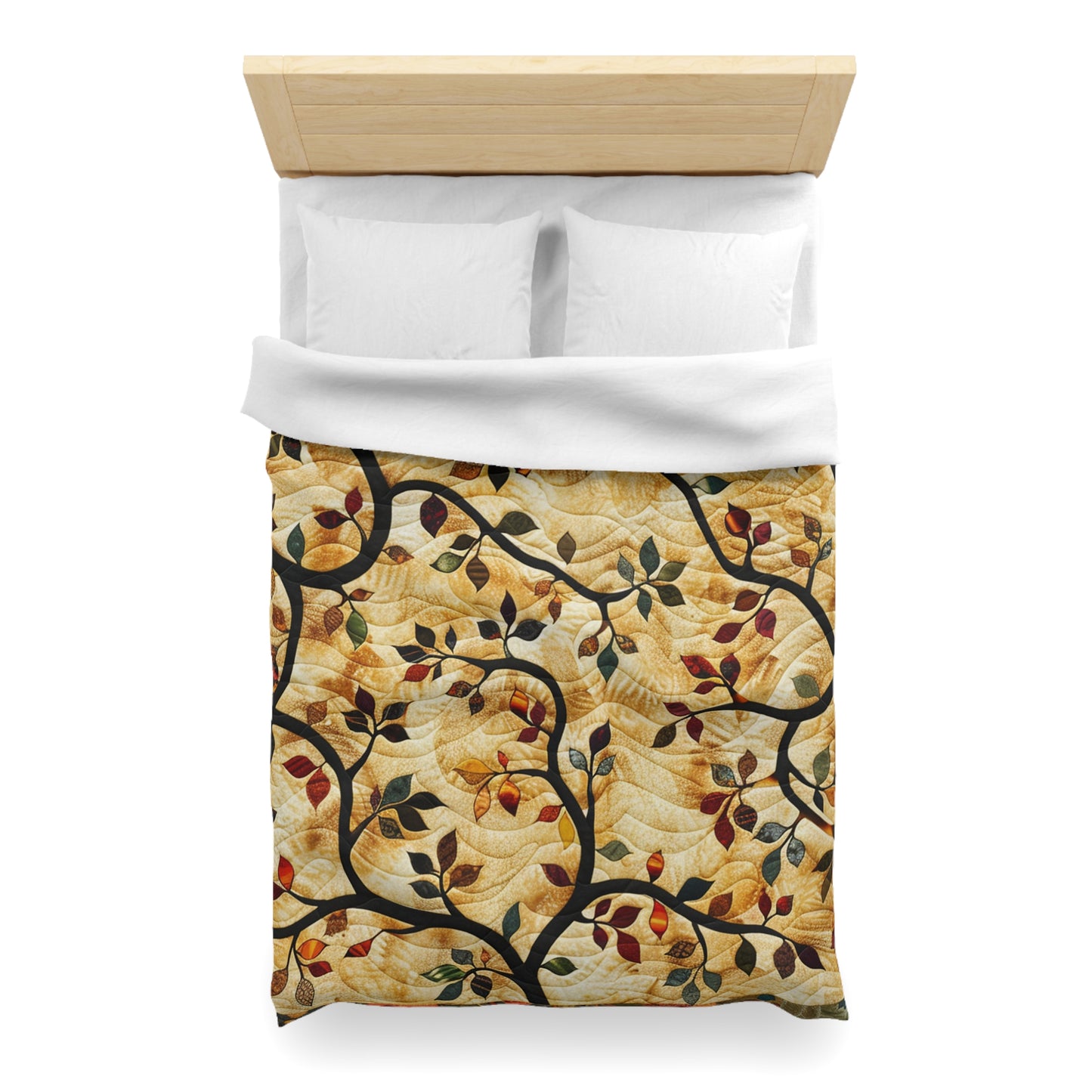 Boho Earthy Vines Graphic Quilt - Microfiber Duvet Cover