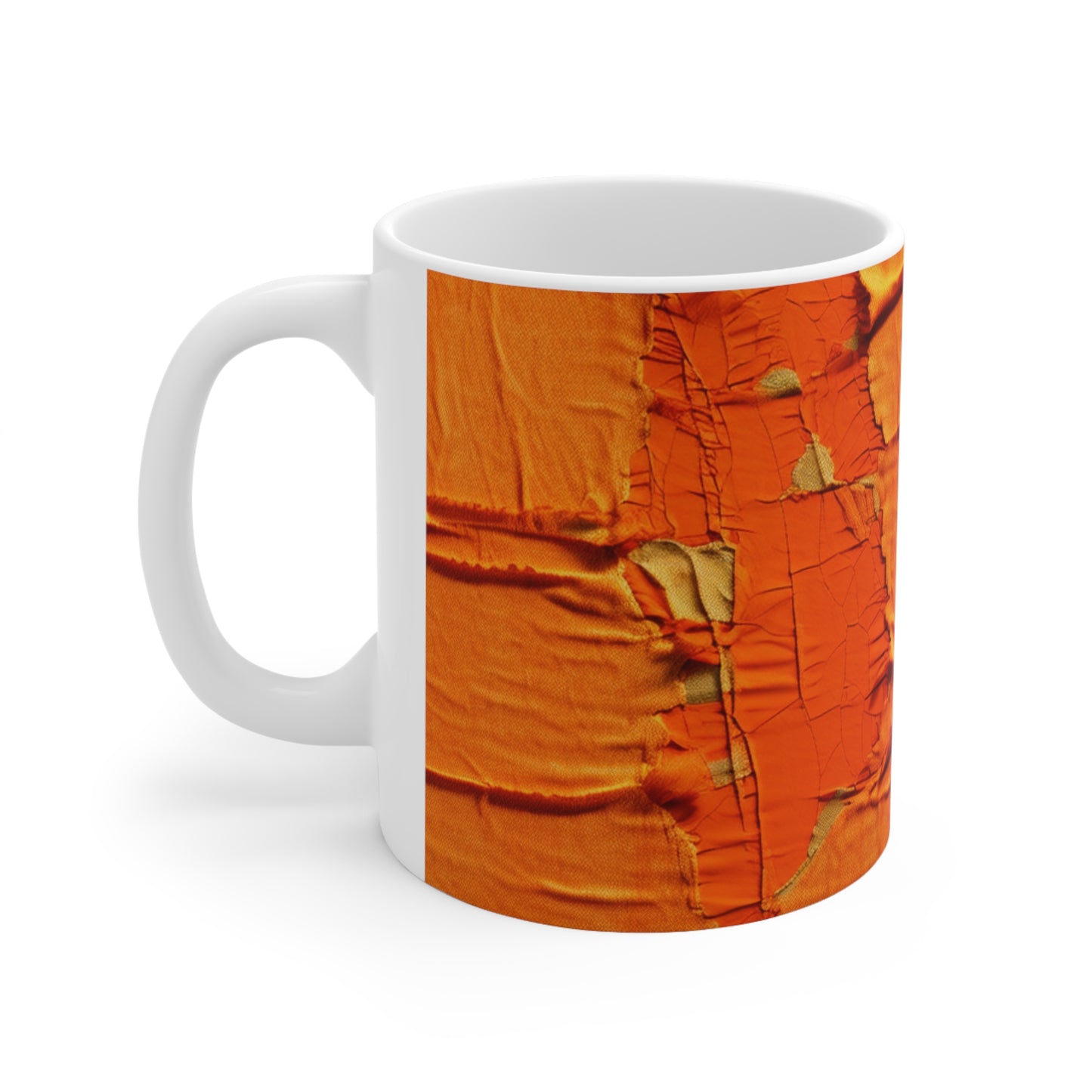 Naranja cítrica ardiente: tela desgastada y vanguardista inspirada en la mezclilla - Taza de cerámica de 11 oz