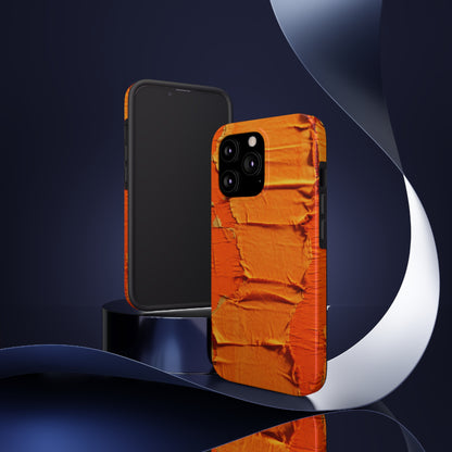 Fiery Citrus Orange: Edgy Distressed, Denim-Inspired Fabric - Tough Phone Cases