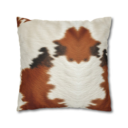 Hair Cowhide Leather Natural Design Tough Durable Rugged Style - Spun Polyester Square Pillow Case