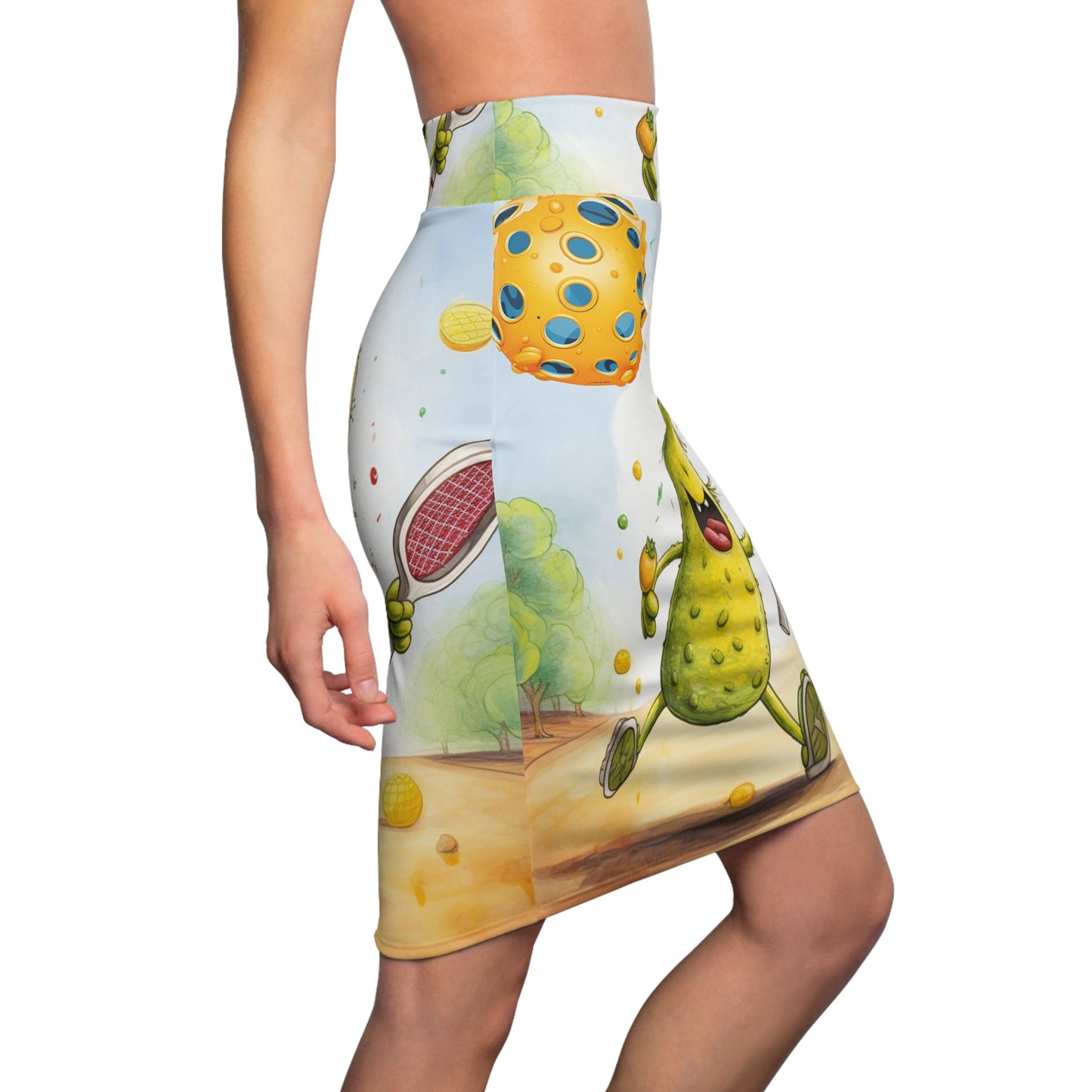 Pickleball Play: Pickle Sport Action Game, Fast Dink Ball - Women's Pencil Skirt (AOP)