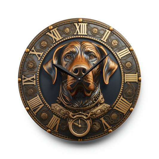 Dog Bronze Copper Steampunk Design, Acrylic Wall Clock