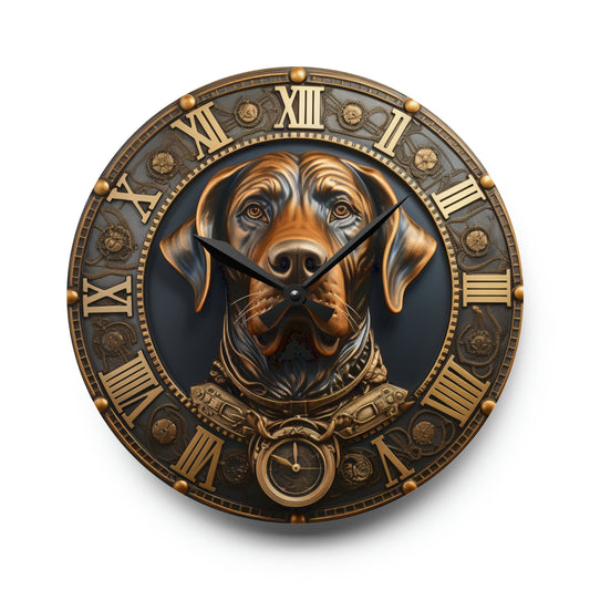 Diseño Steampunk de cobre y bronce para perros, reloj de pared acrílico 