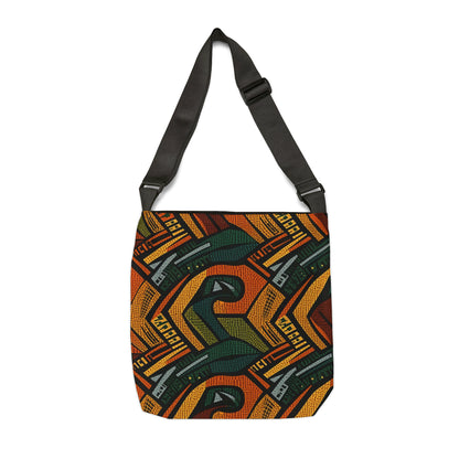 1960-1970s Style African Ornament Textile - Bold, Intricate Pattern - Adjustable Tote Bag (AOP)