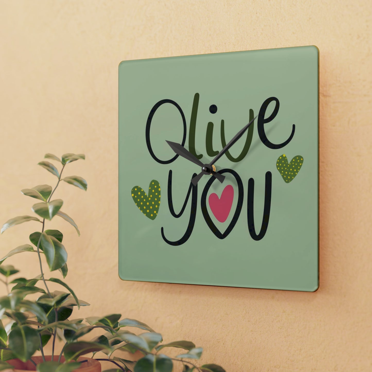 Olive You - Acrylic Wall Clock