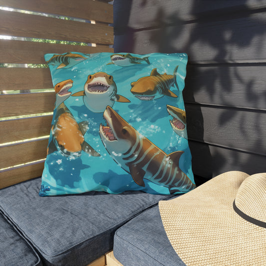 Tiger Shark: Ocean Marine Wildlife - Underwater - Outdoor Pillows