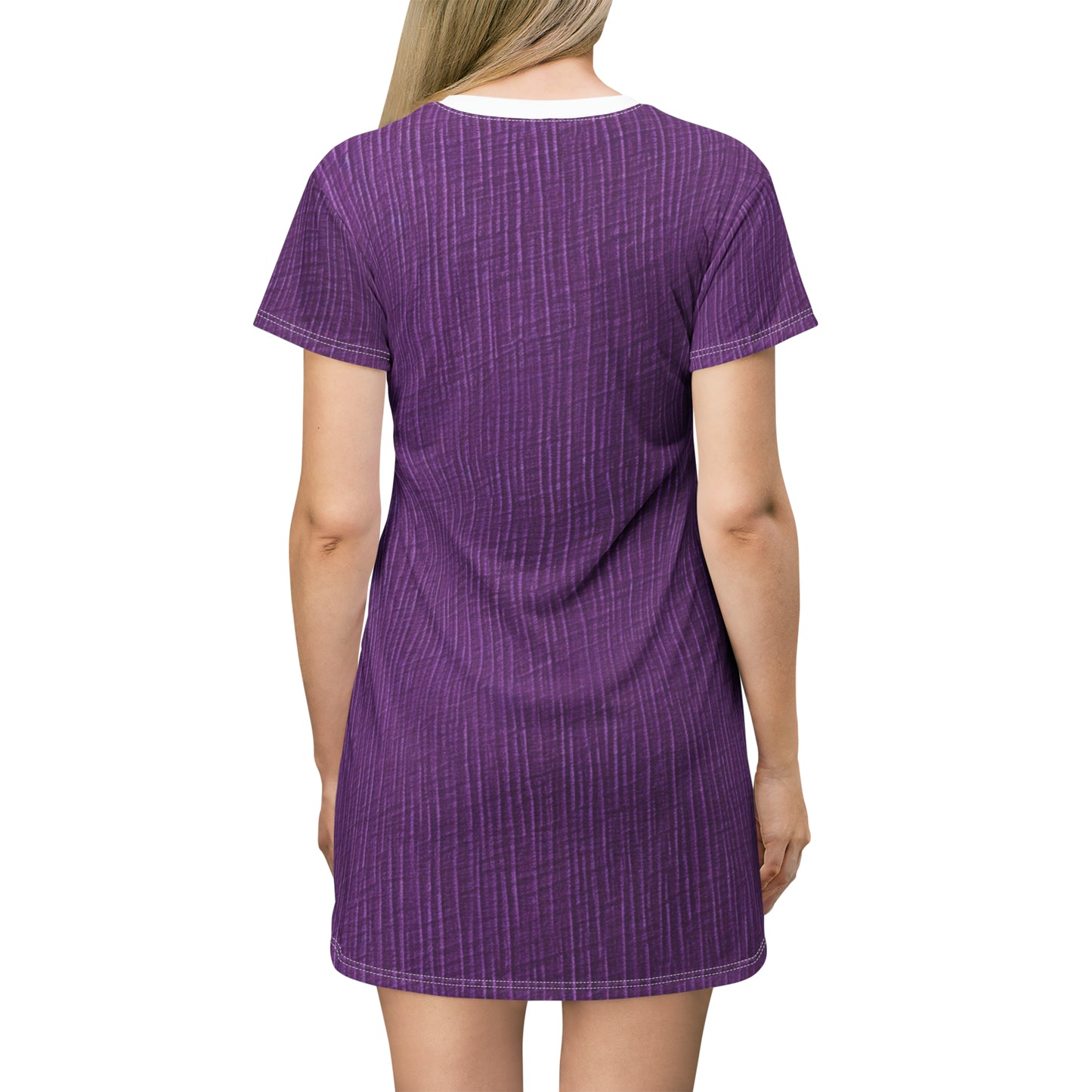 Violeta/Ciruela/Púrpura: Tela lujosa inspirada en la mezclilla - Vestido tipo camiseta (AOP) 