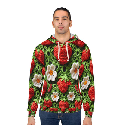 Strawberry Field Crochet - Forever Forest Greens - Fruit Berry Harvest Crop - Unisex Pullover Hoodie (AOP)