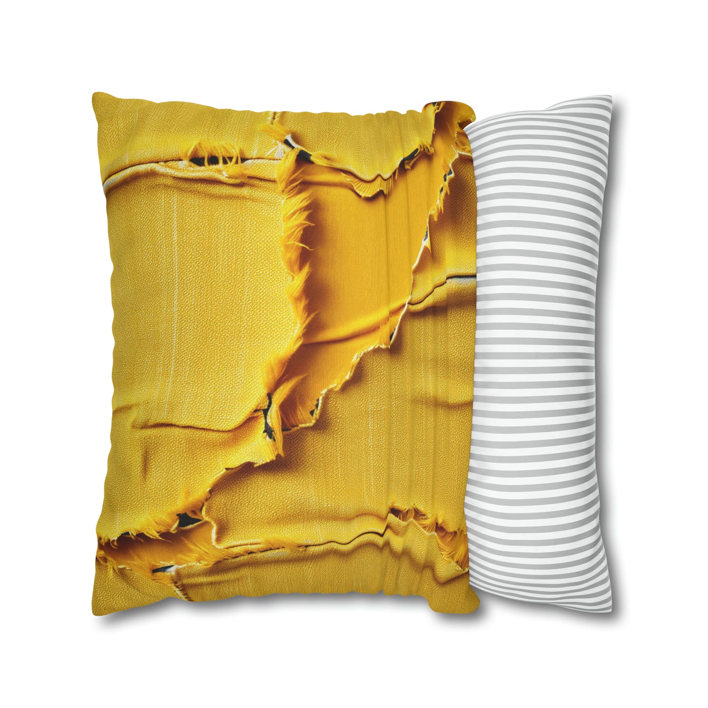 Banana Yellow Lemon: Bold Distressed, Denim-Inspired Fabric - Spun Polyester Square Pillow Case