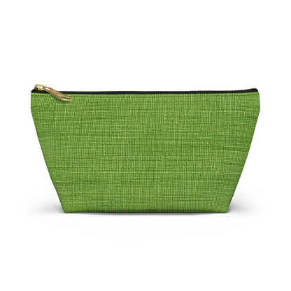 Olive Green Denim-Style: Seamless, Textured Fabric - Accessory Pouch w T-bottom