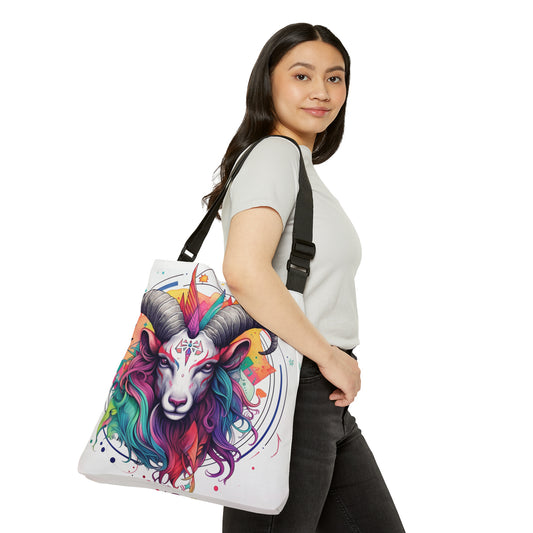 Estilo Chill Capricornio - Diseño de astrología multicolor de línea fina - Bolso de mano ajustable (AOP) 