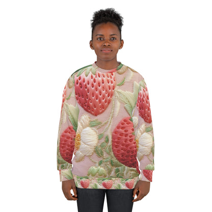 Fresas de frutos rojos - Fruta bordada - Diseño de alimentos para fiestas de cultivos saludables - Sudadera unisex (AOP) 