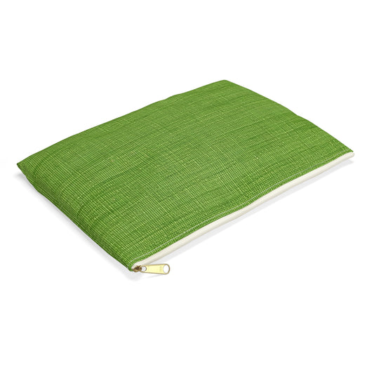 Olive Green Denim-Style: Seamless, Textured Fabric - Accessory Pouch