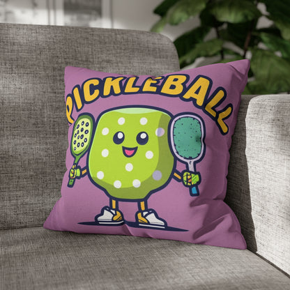 Pickleball Anime kawaii - Gráfico de dibujos animados - Personaje deportivo - Funda de almohada cuadrada de poliéster hilado 