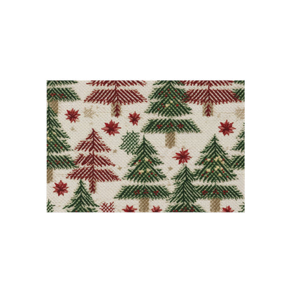 Embroidered Christmas Winter, Festive Holiday Stitching, Classic Seasonal Design - Outdoor Rug