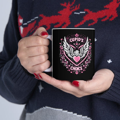 Cupids Choice Crest with Heart and Wings - Love and Romance Valentine Themed - Ceramic Mug 11oz