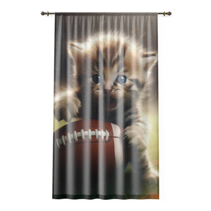 Football Kitten Touchdown: Tabby's Winning Play Sport Game - Window Curtain