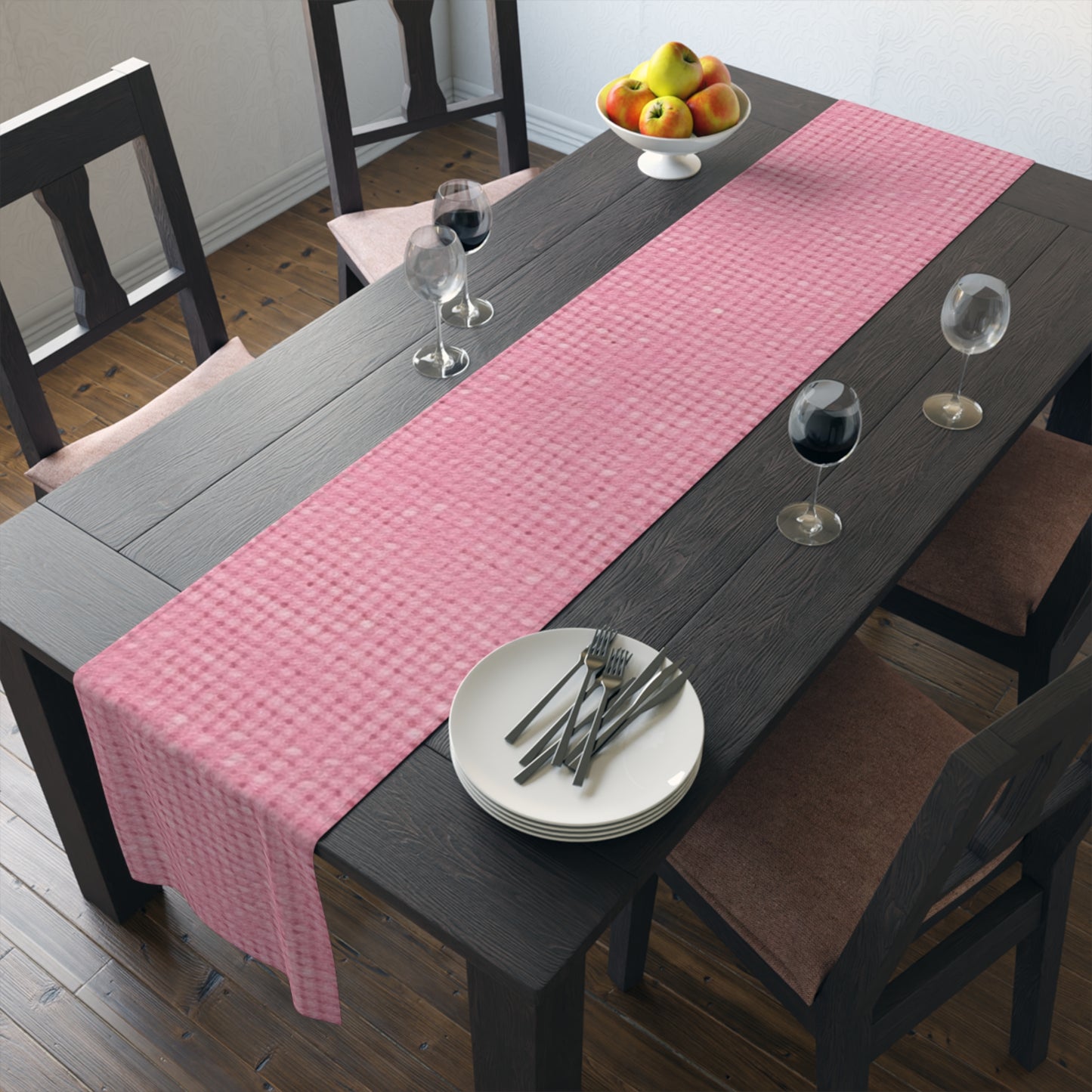 Pastel Rose Pink: Denim-Inspired, Refreshing Fabric Design - Table Runner (Cotton, Poly)