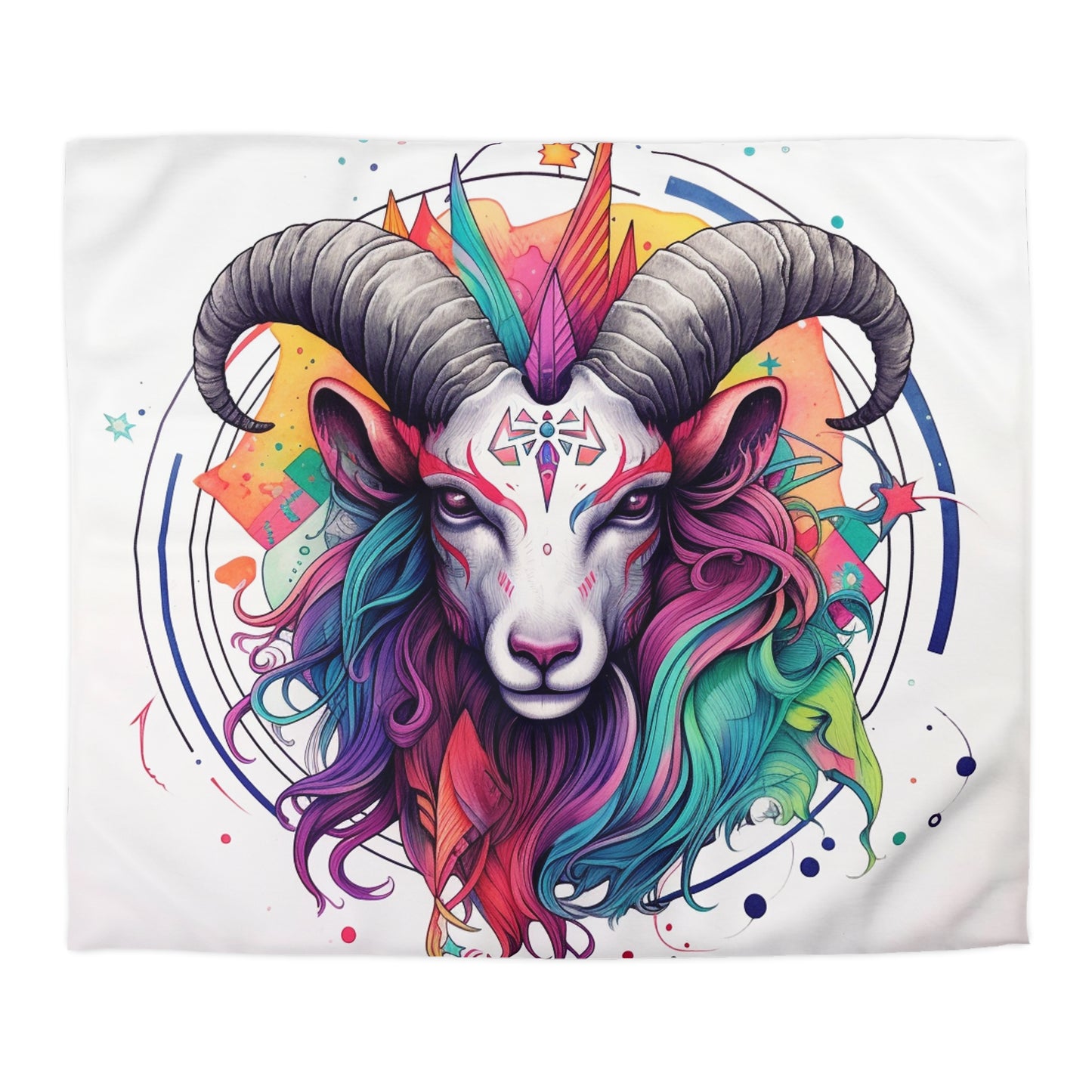 Chill Capricorn Style - Fine Line Multicolor Astrology Design - Microfiber Duvet Cover