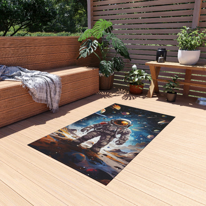 Galactic Voyage: Astronaut Journey in Celestial Star Cosmic Exploration - Outdoor Rug