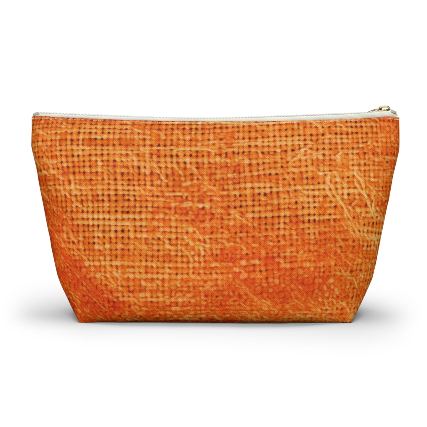 Naranja quemado/óxido: tela de color otoñal inspirada en la mezclilla - Bolsa para accesorios con parte inferior en forma de T 