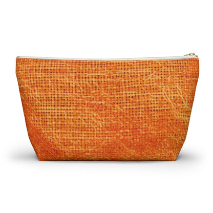 Naranja quemado/óxido: tela de color otoñal inspirada en la mezclilla - Bolsa para accesorios con parte inferior en forma de T 