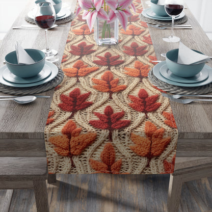 Crochet Fall Leaves: Harvest Rustic Design - Golden Browns -Woodland Maple Magic - Table Runner (Cotton, Poly)