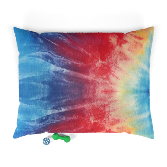 Rainbow Tie-Dye Denim: Vibrant Multi-Color, Fabric Design Spectacle - Dog & Pet Bed