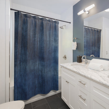 Indigo Splash: Washed Denim Reverie in Deep Blue - Shower Curtains