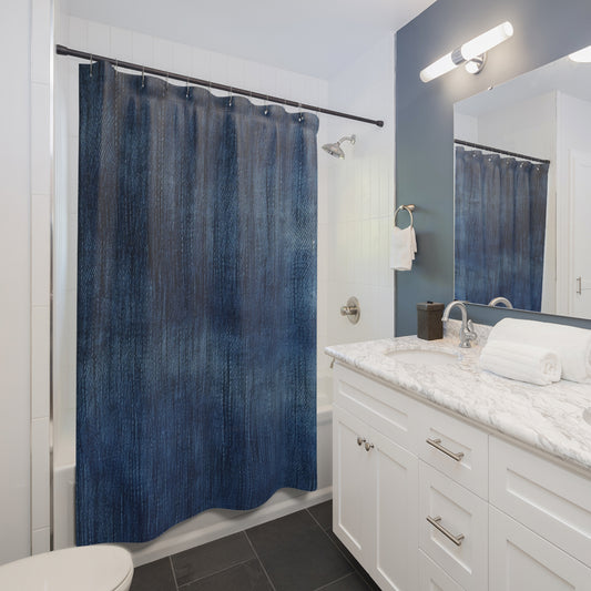 Indigo Splash: Washed Denim Reverie in Deep Blue - Shower Curtains