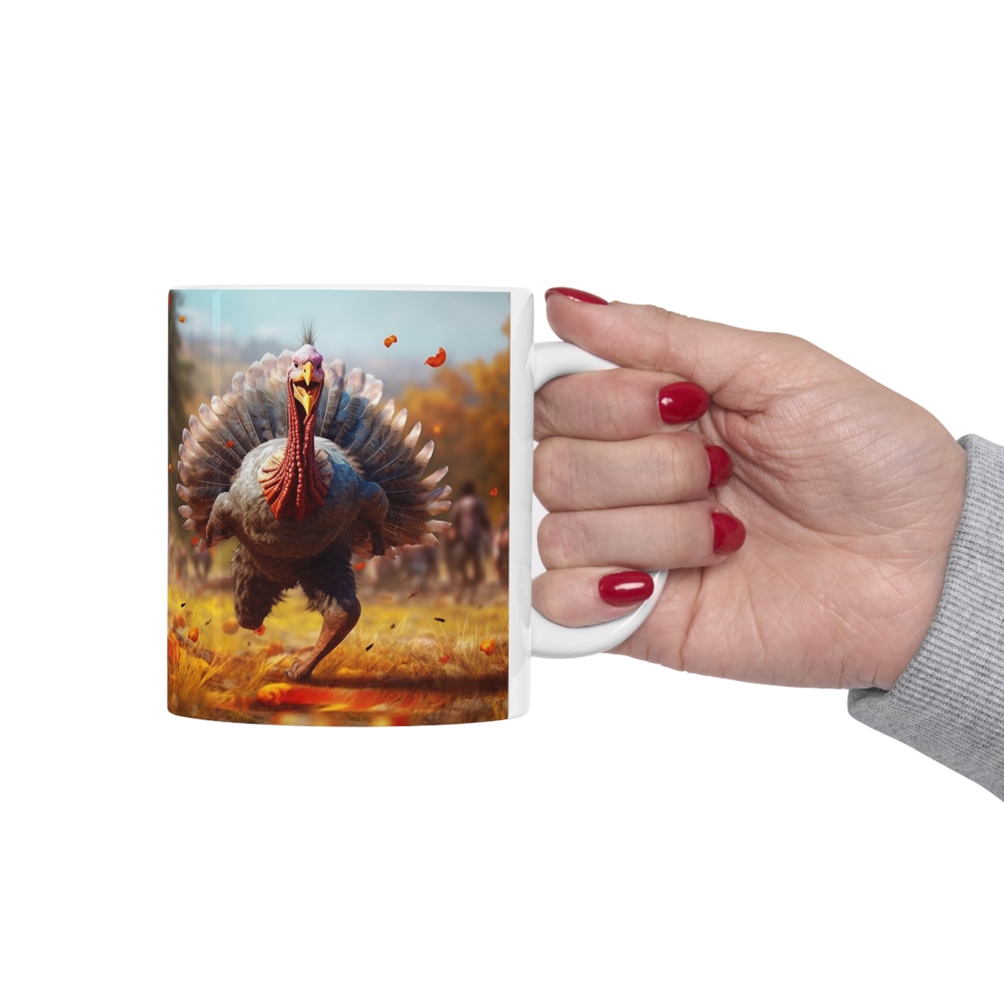 Thanksgiving Trot Turkey Run Athlete Sprint Racer Holiday Feast Dinner - Ceramic Mug 11oz