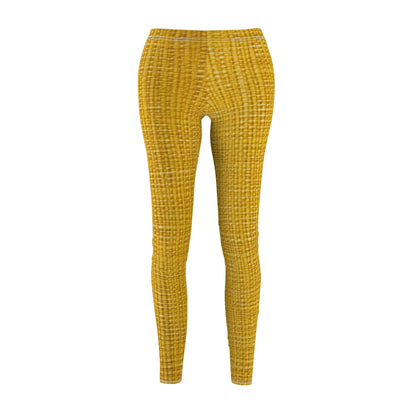 Radiant Sunny Yellow: Denim-Inspired Summer Fabric - Women's Cut & Sew Casual Leggings (AOP)