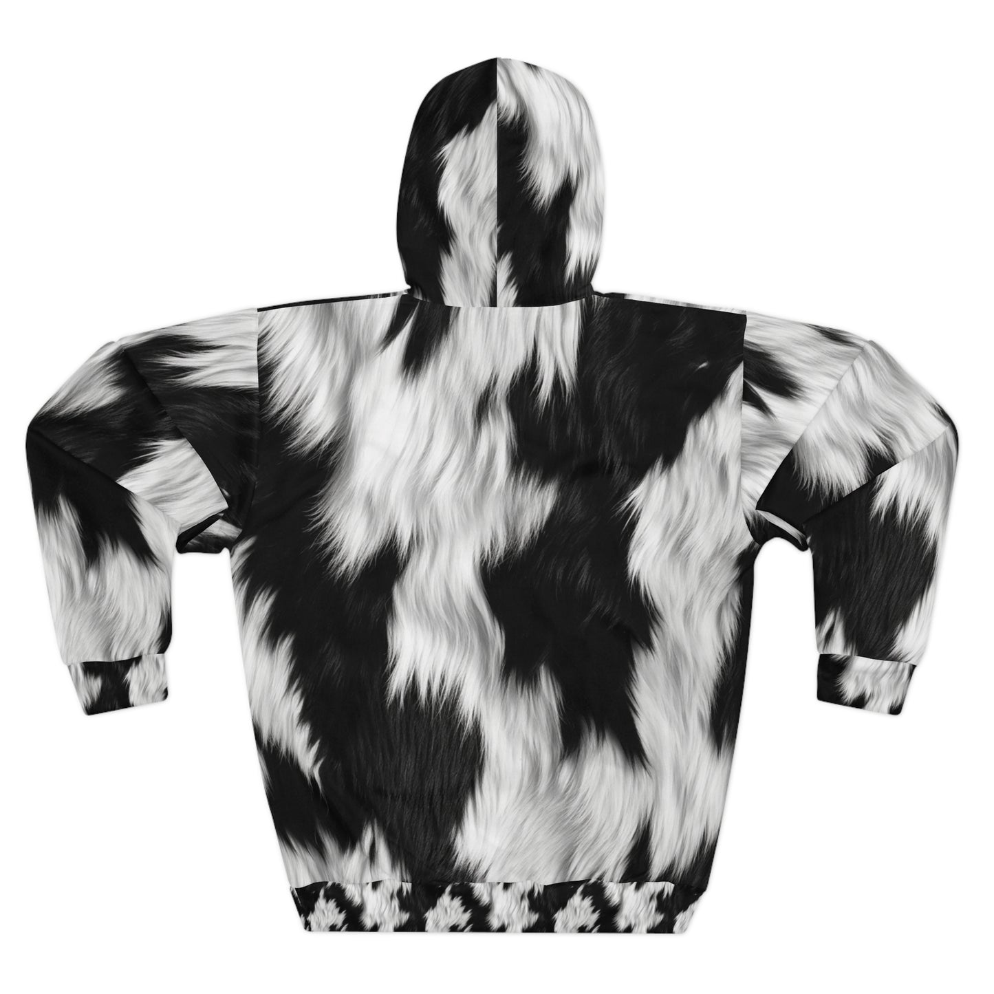 Cowhide on Hair Leather - Black and White - Designer Style - Unisex Pullover Hoodie (AOP)