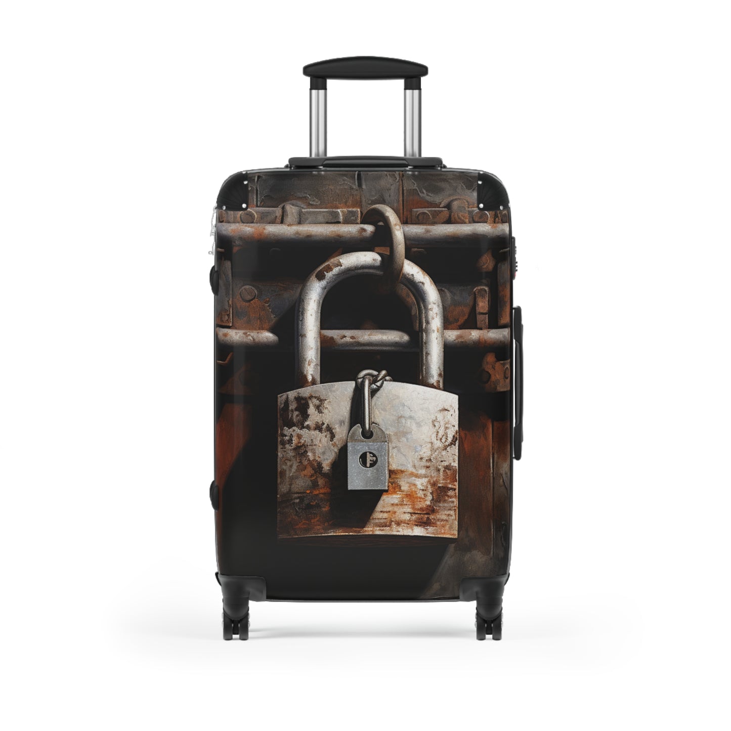 Iron Padlock on Rustic Metal Gate, Lock, Suitcase