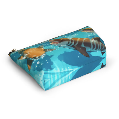 Tiger Shark: Ocean Marine Wildlife - Underwater - Accessory Pouch w T-bottom