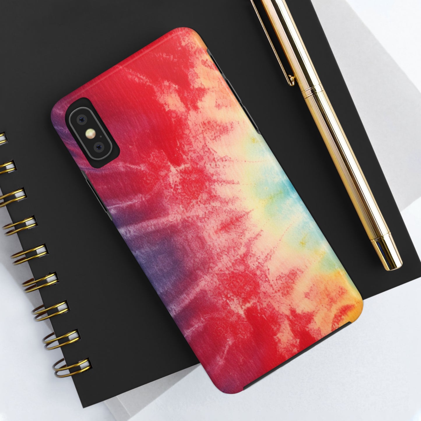 Rainbow Tie-Dye Denim: Vibrant Multi-Color, Fabric Design Spectacle - Tough Phone Cases