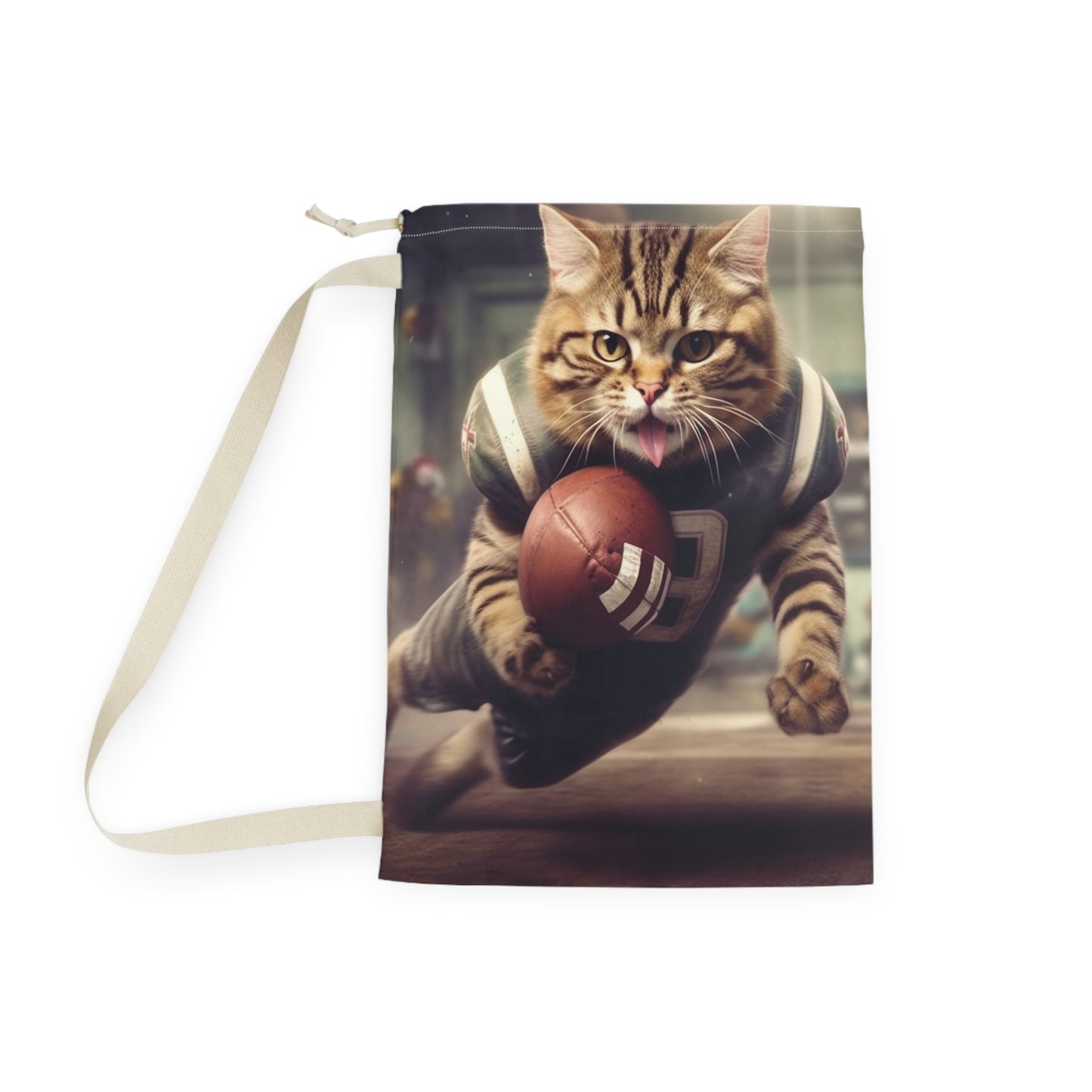 Football Field Felines: Kitty Cats in Sport Tackling Scoring Game Position - Laundry Bag