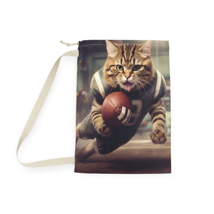 Football Field Felines: Kitty Cats in Sport Tackling Scoring Game Position - Laundry Bag