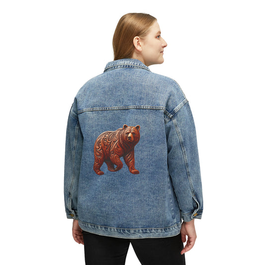 Leather Bear Faux Gift, Women's Denim Jacket